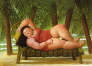 Bather on the Beach - 2001 - Fernando Botero. Fonte: Wikiart